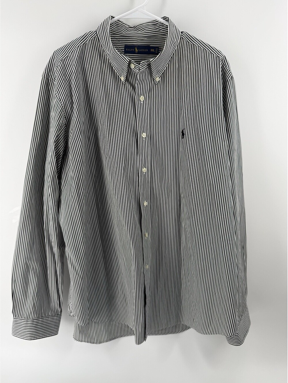Ralph Lauren Men's  2x Dress Shirt Classic Fit Button Down Black White Vintage